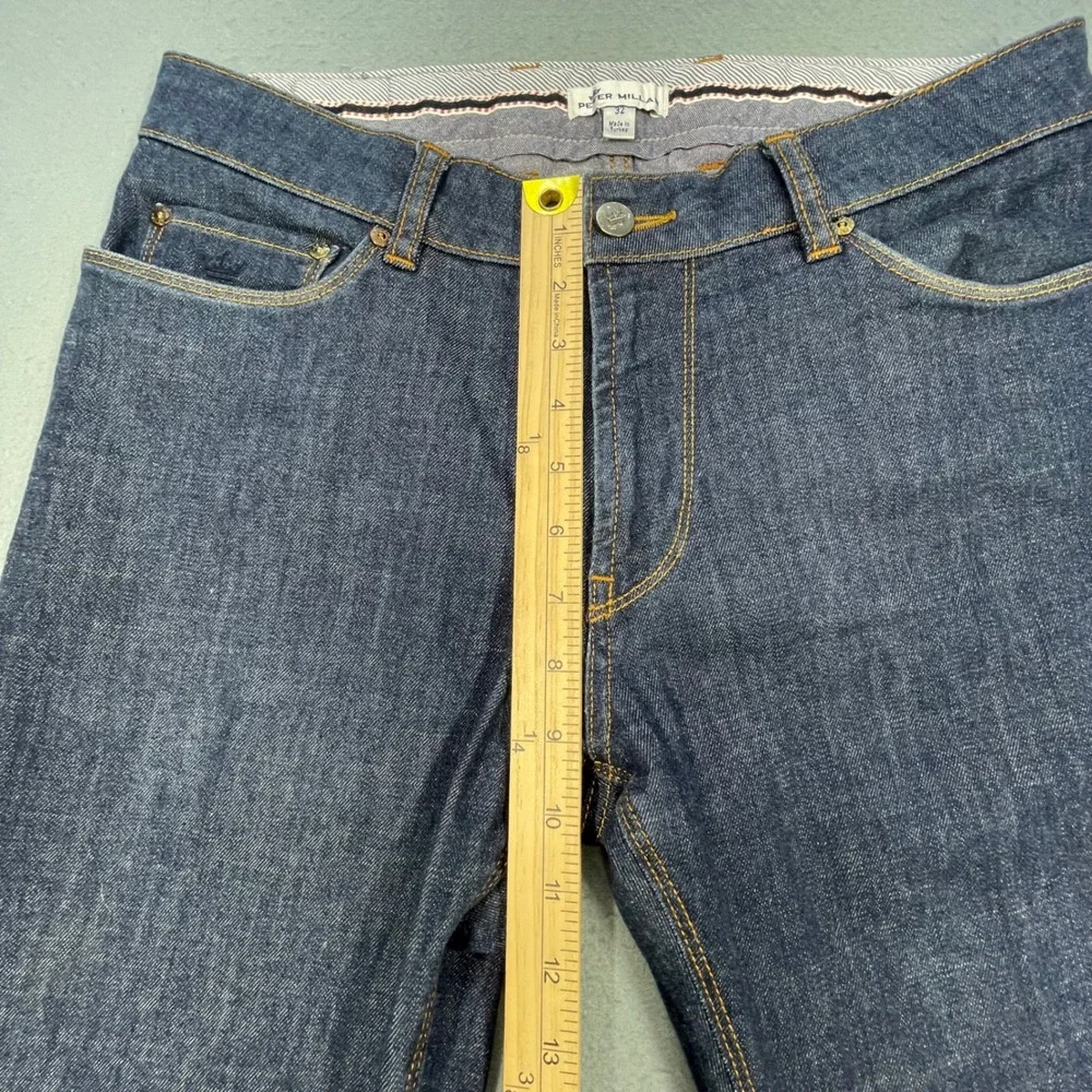Peter Millar Blue Stretch Straight Leg Cotton Blend Denim Jeans Mens 32 Preppy